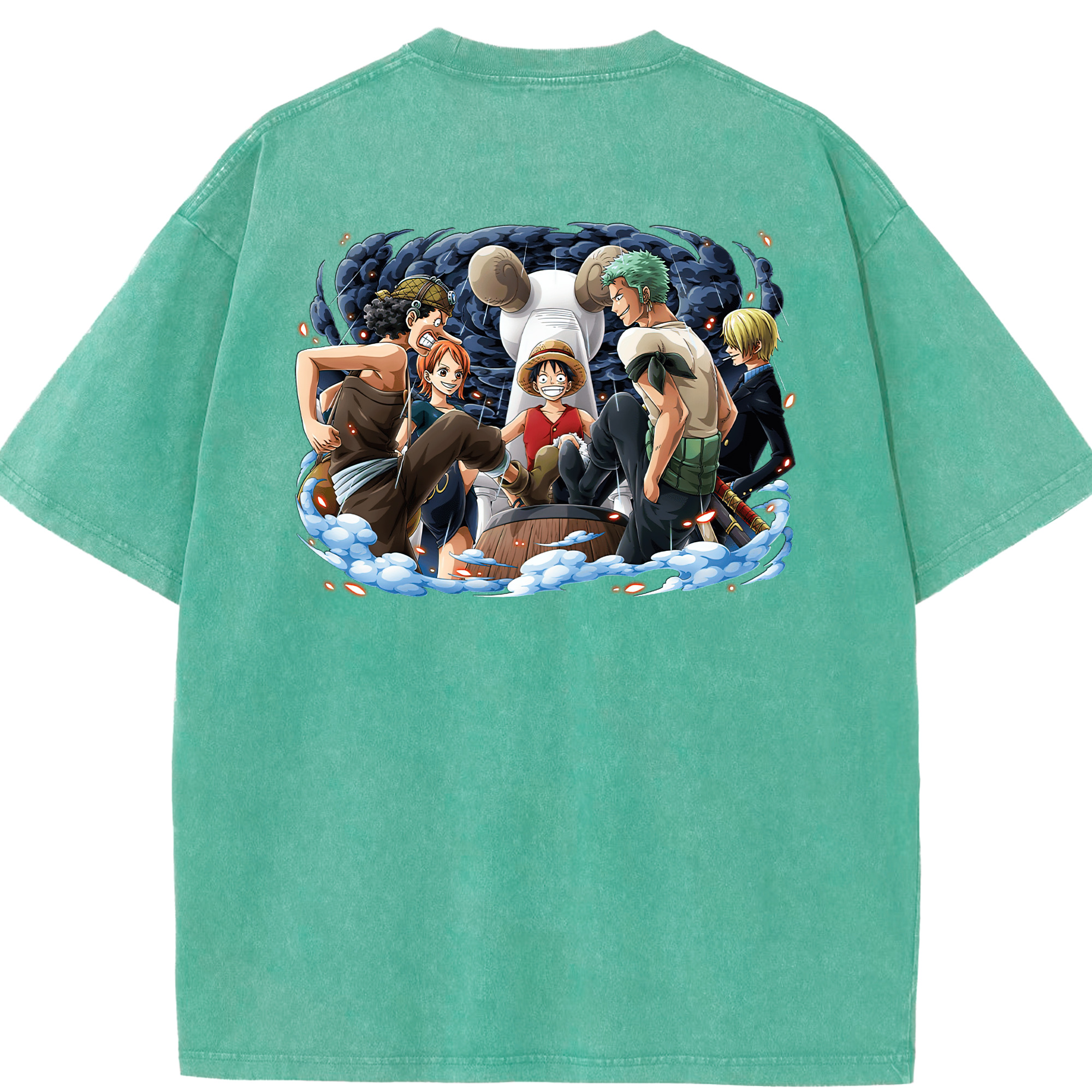 ワンピース モンキー・D・ルフィ ONE PIECE Monkey D. Luffy 綿100% ヴィンテージ風 半袖Tシャツ（背面プリント）